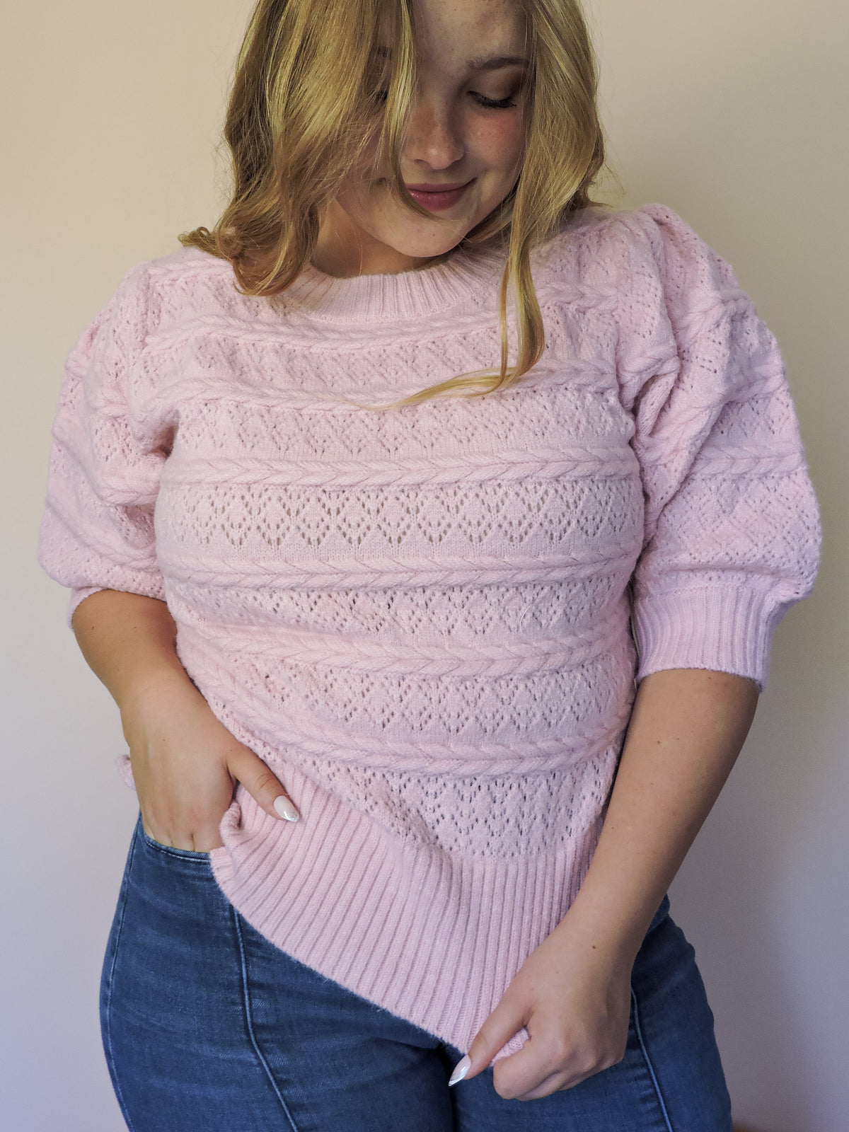 The Blush Puff Knit Blouse