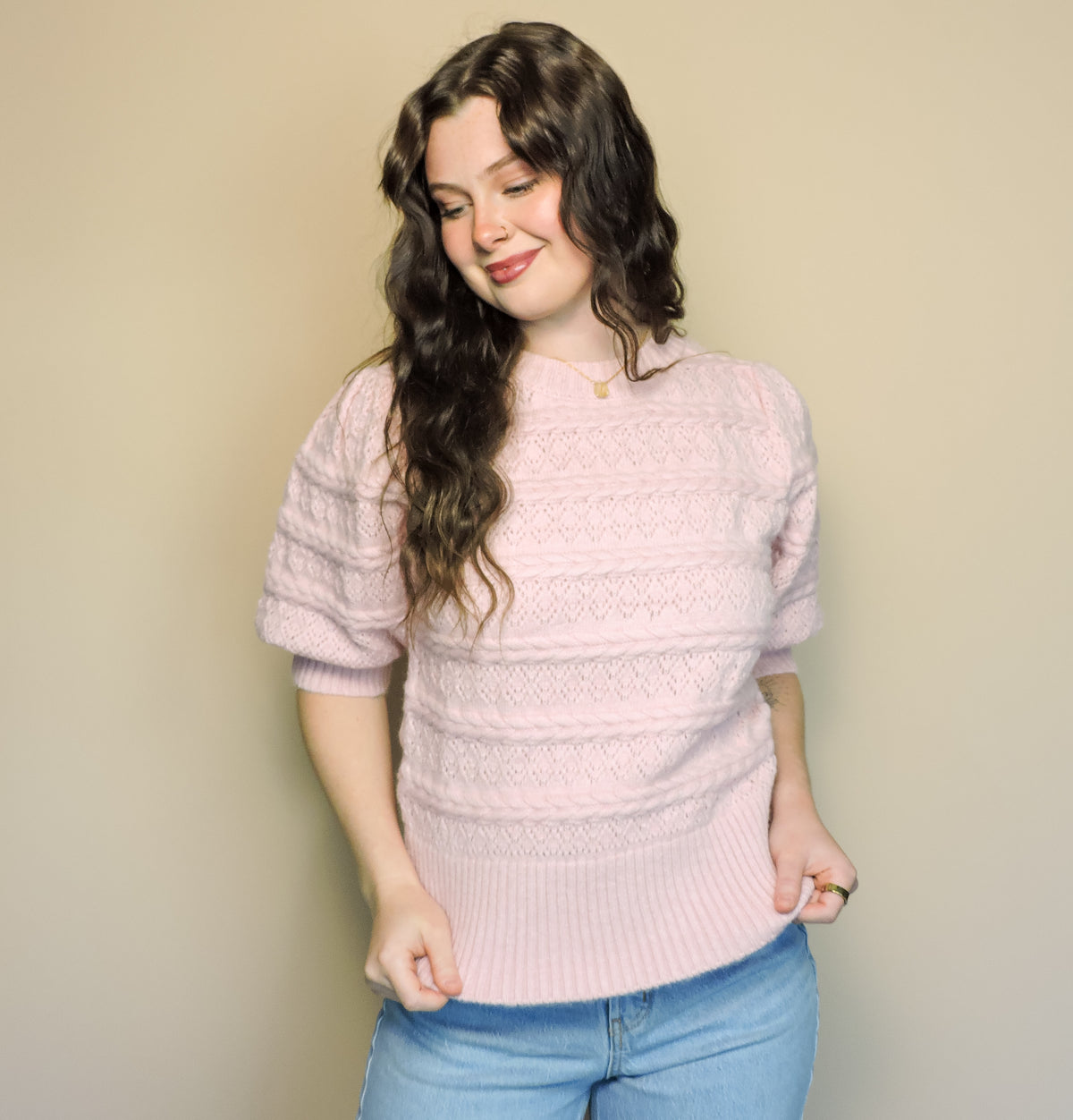 The Blush Puff Knit Blouse