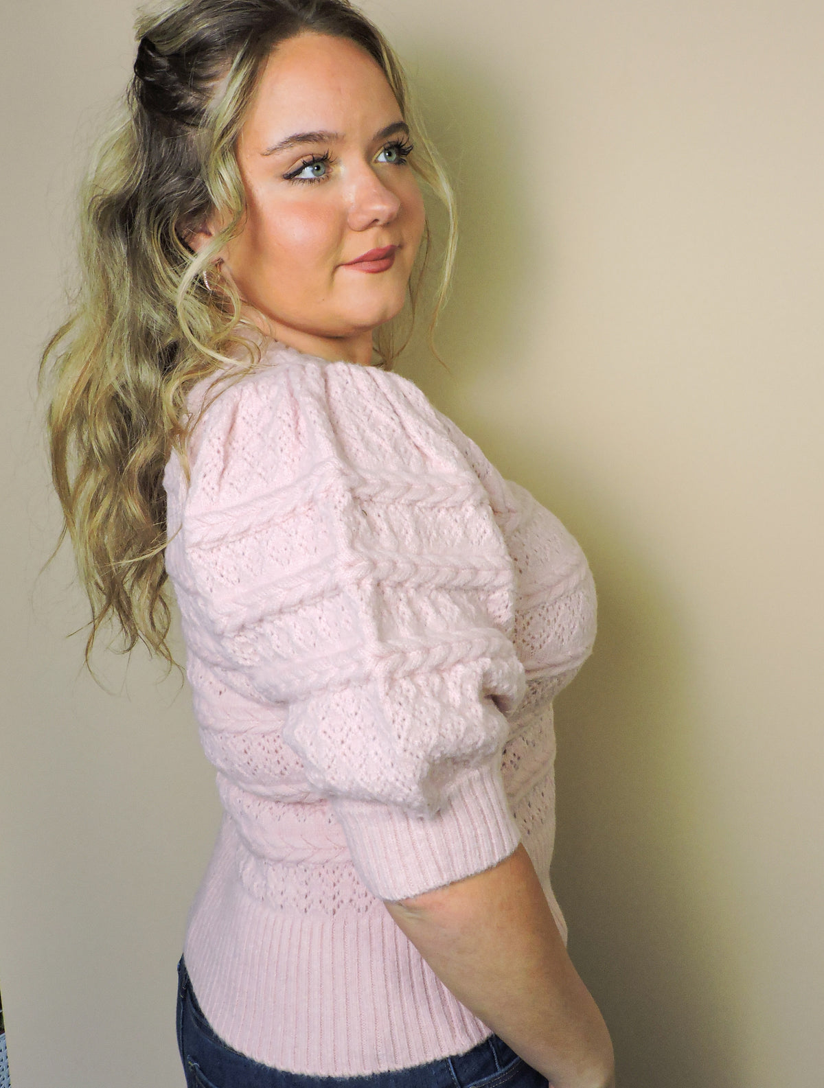 The Blush Puff Knit Blouse