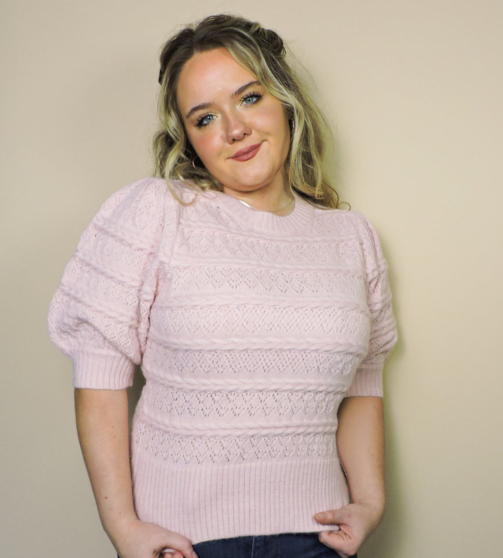 The Blush Puff Knit Blouse