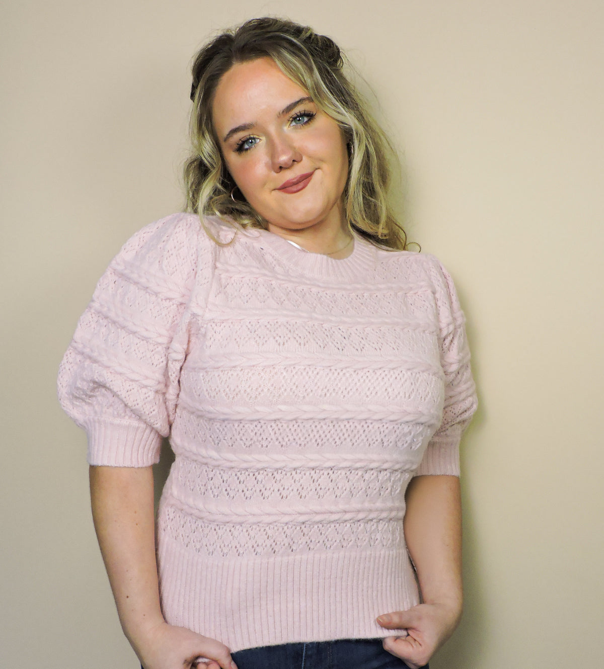 The Blush Puff Knit Blouse