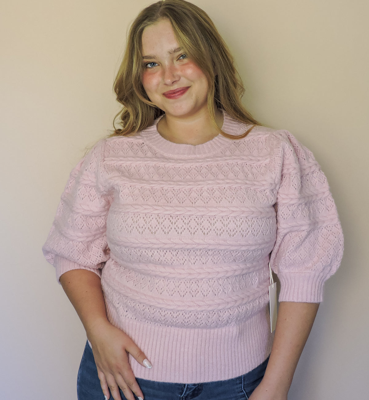 The Blush Puff Knit Blouse